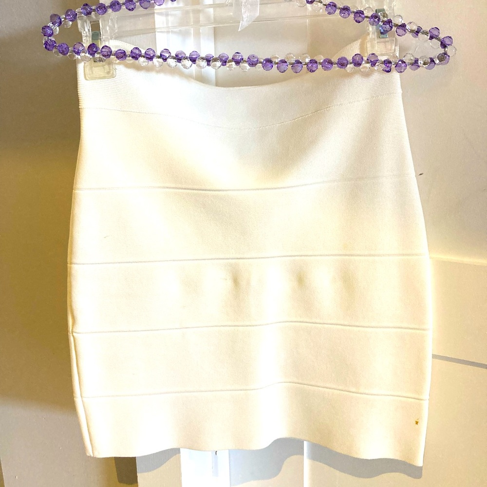 BCBG mini white bandage skirt